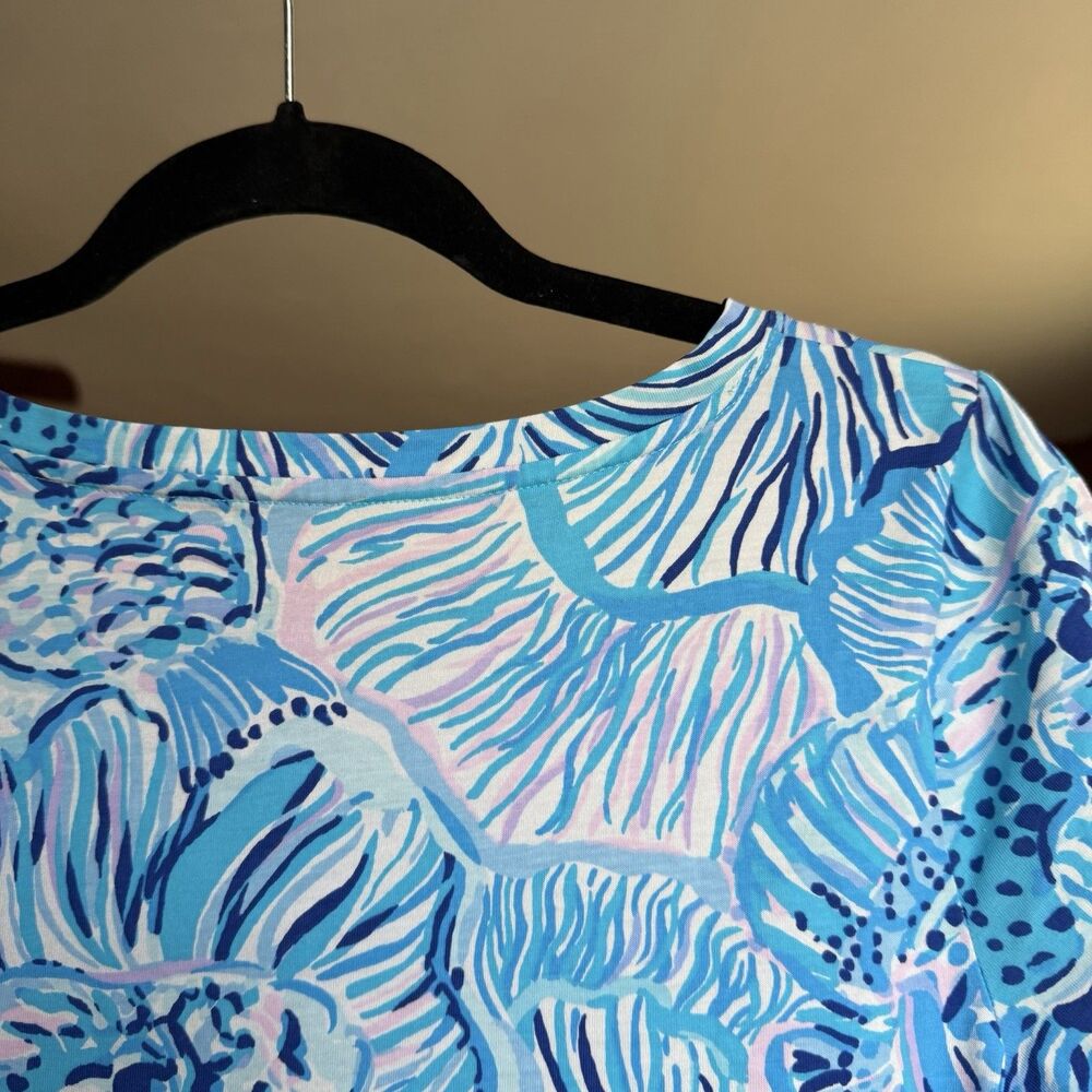 Lilly Pulitzer Cody Short Sleeve Swing Dress Blue Fishful Thinking Small Cotton - Picture 5 of 11
